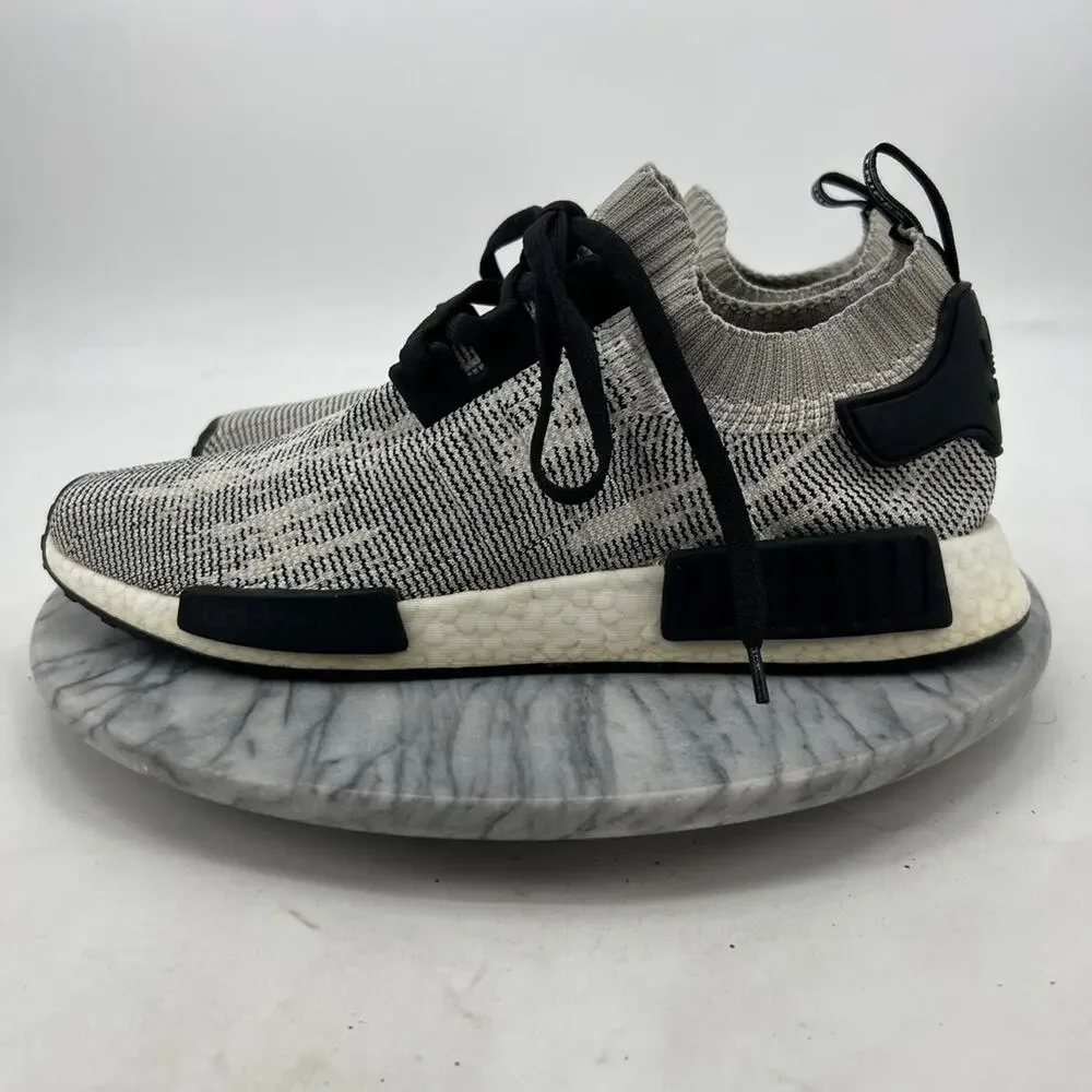 Adidas Mens 12 NMD R1 Primeknit Sesame Sneakers Lightweight Shoes AQ0899